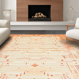 Ultra Soft Area Rug, Non Slip, Stain Resistant, Washable Area Rugs for Living Room, Bedroom, Chic Minimalist Cream Graphics(Orange)