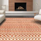Ultra Soft Area Rug, Non Slip, Stain Resistant, Washable Area Rugs for Living Room, Bedroom, Artful Tiled Geometric Layout(Orange)