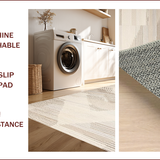 Ultra Soft Area Rug, Non Slip, Stain Resistant, Washable Area Rugs for Living Room, Bedroom, Contemporary Striped Earthy Elegance(Beige)