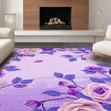 Ultra Soft Area Rug, Non Slip, Stain Resistant, Washable Area Rugs for Living Room, Bedroom, Charming Plush Floral Design(Purple)