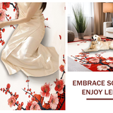 Ultra Soft Area Rug, Non Slip, Stain Resistant, Washable Area Rugs for Living Room, Bedroom, Colorful Japanese Nature Inspired Theme(Red)