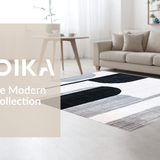 Ultra Soft Area Rug, Non Slip, Stain Resistant, Washable Area Rugs for Living Room, Bedroom, Minimalist Black and Silver Motif(Black)