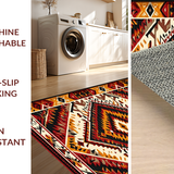 Ultra Soft Area Rug, Non Slip, Stain Resistant, Washable Area Rugs for Living Room, Bedroom, Rustic Earth Tone Ethnic Design(Red)