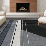 Ultra Soft Area Rug, Non Slip, Stain Resistant, Washable Area Rugs for Living Room, Bedroom, Classic Pinstripe Graphic Rug Showcasing Sleek Alternating Linework Motif(Gray)