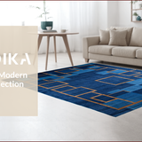 Ultra Soft Area Rug, Non Slip, Stain Resistant, Washable Area Rugs for Living Room, Bedroom, Artistic Blue Brown Abstract Composition(Blue)
