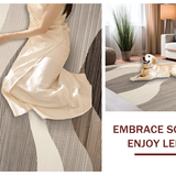 Ultra Soft Area Rug, Non Slip, Stain Resistant, Washable Area Rugs for Living Room, Bedroom, Sleek Minimalist Tiled Design(Beige)