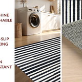 Ultra Soft Area Rug, Non Slip, Stain Resistant, Washable Area Rugs for Living Room, Bedroom, Bold Black & White Stripe Rug: Modern Geometric Entryway Carpet(Black)