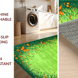 Ultra Soft Area Rug, Non Slip, Stain Resistant, Washable Area Rugs for Living Room, Bedroom, Fresh Organic Floral Aesthetic(Green)