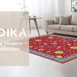 Ultra Soft Area Rug, Non Slip, Stain Resistant, Washable Area Rugs for Living Room, Bedroom, Elegant Rustic Tiled Elements(Red)