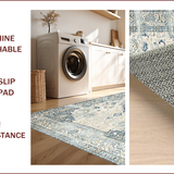 Ultra Soft Area Rug, Non Slip, Stain Resistant, Washable Area Rugs for Living Room, Bedroom, Chic Light Grey Floral Motif(Blue)