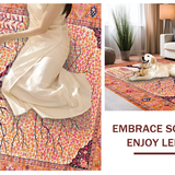 Ultra Soft Area Rug, Non Slip, Stain Resistant, Washable Area Rugs for Living Room, Bedroom, Elegant Soft Pastel Patterns(Orange)