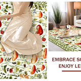 Ultra Soft Area Rug, Non Slip, Stain Resistant, Washable Area Rugs for Living Room, Bedroom, Serene Green Tones with Nature Elements(White)