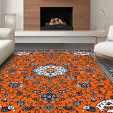 Ultra Soft Area Rug, Non Slip, Stain Resistant, Washable Area Rugs for Living Room, Bedroom, Charming Rustic Botanical Print(Orange)