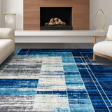 Ultra Soft Area Rug, Non Slip, Stain Resistant, Washable Area Rugs for Living Room, Bedroom, Refined Abstract Oceanic Influence(Blue)