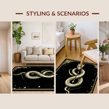 Ultra Soft Area Rug, Non Slip, Stain Resistant, Washable Area Rugs for Living Room, Bedroom, Striking Modern Snake Graphics(White)