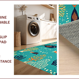Ultra Soft Area Rug, Non Slip, Stain Resistant, Washable Area Rugs for Living Room, Bedroom, Vibrant Playful Marine Creatures Pattern(Blue)