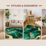 Ultra Soft Area Rug, Non Slip, Stain Resistant, Washable Area Rugs for Living Room, Bedroom, Sophisticated Abstract Swirl Patterns(Green)