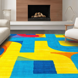 Ultra Soft Area Rug, Non Slip, Stain Resistant, Washable Area Rugs for Living Room, Bedroom, Whimsical Color Splash Design(Blue)