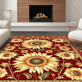 Ultra Soft Area Rug, Non Slip, Stain Resistant, Washable Area Rugs for Living Room, Bedroom, Warm Red Floral Harmony Style(Red)