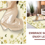 Ultra Soft Area Rug, Non Slip, Stain Resistant, Washable Area Rugs for Living Room, Bedroom, Delicate Insect Floral Harmony(Beige)