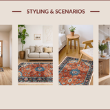 Ultra Soft Area Rug, Non Slip, Stain Resistant, Washable Area Rugs for Living Room, Bedroom, Vintage Tribal Dining Room Washable Rug(Red)