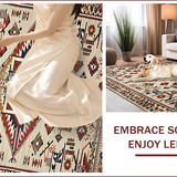 Ultra Soft Area Rug, Non Slip, Stain Resistant, Washable Area Rugs for Living Room, Bedroom, Elegant Tribal Geometric Fusion(Beige)