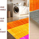 Ultra Soft Area Rug, Non Slip, Stain Resistant, Washable Area Rugs for Living Room, Bedroom, Cute Colorful Shaggy Wave Motif(Orange)