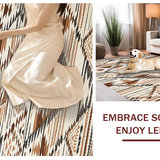 Ultra Soft Area Rug, Non Slip, Stain Resistant, Washable Area Rugs for Living Room, Bedroom, Neutral Toned Diamond Trellis(Beige)