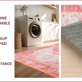 Ultra Soft Area Rug, Non Slip, Stain Resistant, Washable Area Rugs for Living Room, Bedroom, Charming Pink Floral Elegance(Pink)