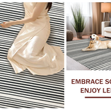 Ultra Soft Area Rug, Non Slip, Stain Resistant, Washable Area Rugs for Living Room, Bedroom, Zen Garden Path Rug: Black and White Striped Entryway Rug(Black)