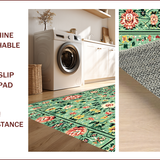 Ultra Soft Area Rug, Non Slip, Stain Resistant, Washable Area Rugs for Living Room, Bedroom, Non-Slip Boho Floral Reading Nook(Green)