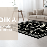 Ultra Soft Area Rug, Non Slip, Stain Resistant, Washable Area Rugs for Living Room, Bedroom, Chic Black and White Musical Aesthetics(Black)