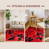 Ultra Soft Area Rug, Non Slip, Stain Resistant, Washable Area Rugs for Living Room, Bedroom, Striking Minimalist Nature Theme(Red)