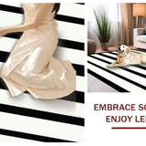 Ultra Soft Area Rug, Non Slip, Stain Resistant, Washable Area Rugs for Living Room, Bedroom, Warm Layered Striped Farmhouse Look(Black)