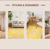 Ultra Soft Area Rug, Non Slip, Stain Resistant, Washable Area Rugs for Living Room, Bedroom, Chic Floral Transitional Elegance(Yellow)