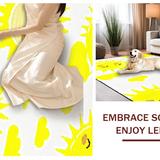 Ultra Soft Area Rug, Non Slip, Stain Resistant, Washable Area Rugs for Living Room, Bedroom, Happy Sunshine Inspired Art(Yellow)