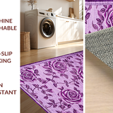 Ultra Soft Area Rug, Non Slip, Stain Resistant, Washable Area Rugs for Living Room, Bedroom, Enchanting Floral Embrace Design(Purple)