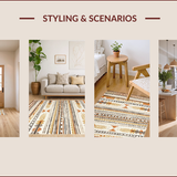Ultra Soft Area Rug, Non Slip, Stain Resistant, Washable Area Rugs for Living Room, Bedroom, Artistic Vintage Geometric Accent(Orange)