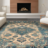 Ultra Soft Area Rug, Non Slip, Stain Resistant, Washable Area Rugs for Living Room, Bedroom, Rustic Vintage Medallion Design(Beige)
