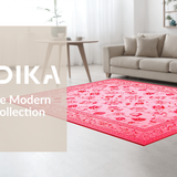 Ultra Soft Area Rug, Non Slip, Stain Resistant, Washable Area Rugs for Living Room, Bedroom, Soft Plush Floral Elegance(Pink)