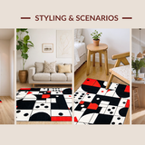 Ultra Soft Area Rug, Non Slip, Stain Resistant, Washable Area Rugs for Living Room, Bedroom, Quirky Colorful Geometric Layout(Red)