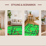 Ultra Soft Area Rug, Non Slip, Stain Resistant, Washable Area Rugs for Living Room, Bedroom, Playful Urban Landscape Aesthetic(Green)