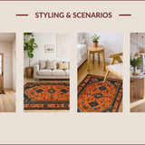 Ultra Soft Area Rug, Non Slip, Stain Resistant, Washable Area Rugs for Living Room, Bedroom, Artistic Floral Geometric Fusion(Red)