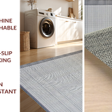 Ultra Soft Area Rug, Non Slip, Stain Resistant, Washable Area Rugs for Living Room, Bedroom, Elegant Striped Coastal Aesthetic(Gray)