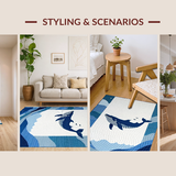 Ultra Soft Area Rug, Non Slip, Stain Resistant, Washable Area Rugs for Living Room, Bedroom, Whimsical Aqua Marine Elegance(Blue)