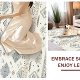 Ultra Soft Area Rug, Non Slip, Stain Resistant, Washable Area Rugs for Living Room, Bedroom, Striking Contemporary Tiled Arrangement(Beige)