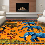 Ultra Soft Area Rug, Non Slip, Stain Resistant, Washable Area Rugs for Living Room, Bedroom, Bright Cheerful Nature Inspired Rug(Orange)