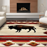 Ultra Soft Area Rug, Non Slip, Stain Resistant, Washable Area Rugs for Living Room, Bedroom, Elegant Cabin-Inspired Pattern(Red)