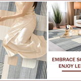 Ultra Soft Area Rug, Non Slip, Stain Resistant, Washable Area Rugs for Living Room, Bedroom, Chic Minimalist Textured Geometric Motif(Gray)