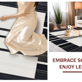 Ultra Soft Area Rug, Non Slip, Stain Resistant, Washable Area Rugs for Living Room, Bedroom, Modern Linear Spectrum Runner Rug with Alternating Bold and Narrow Stripes(Black)